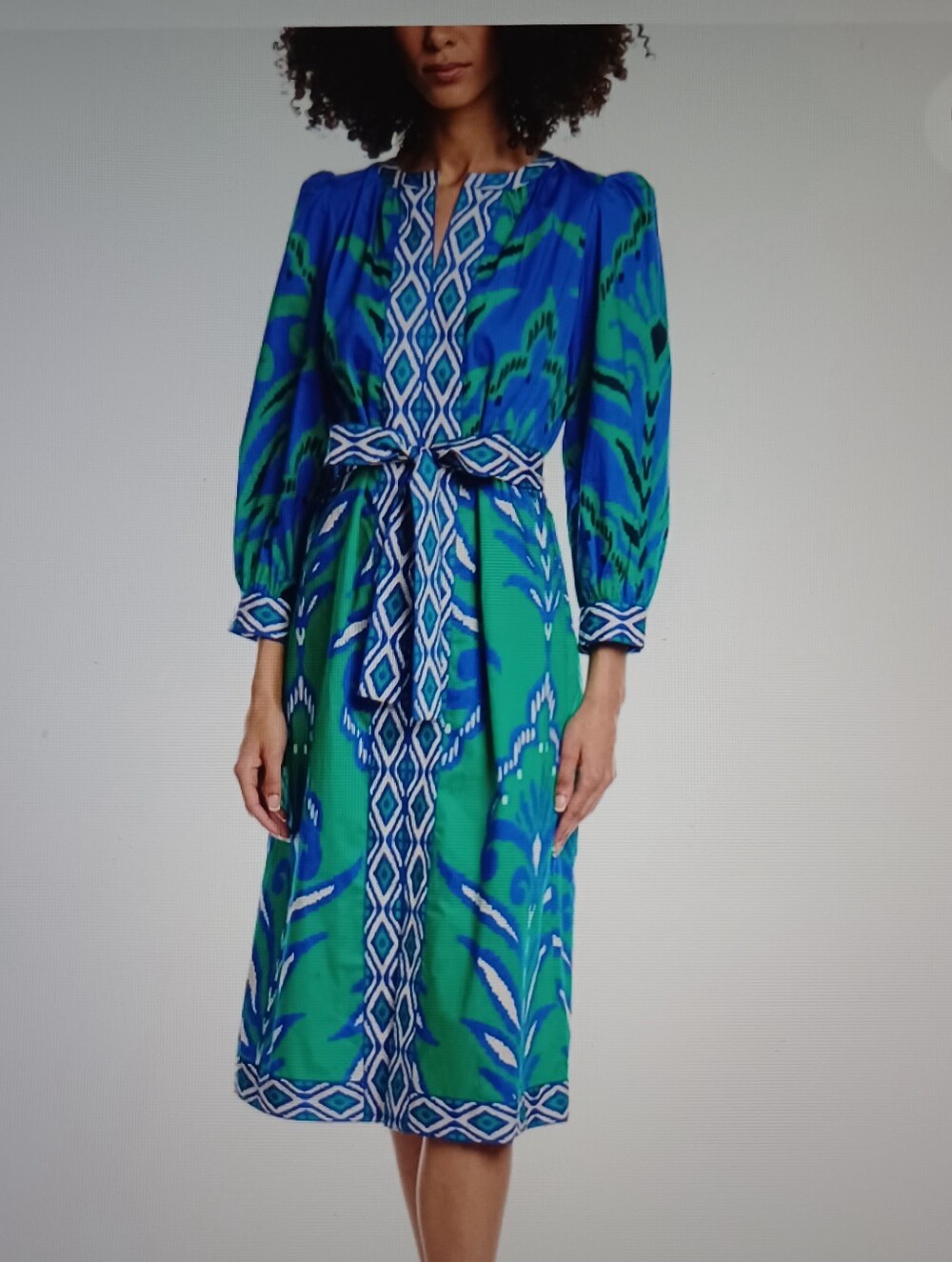 Tyler Boe Midi Dress Green & Blue - Size L - Picture 2 of 9